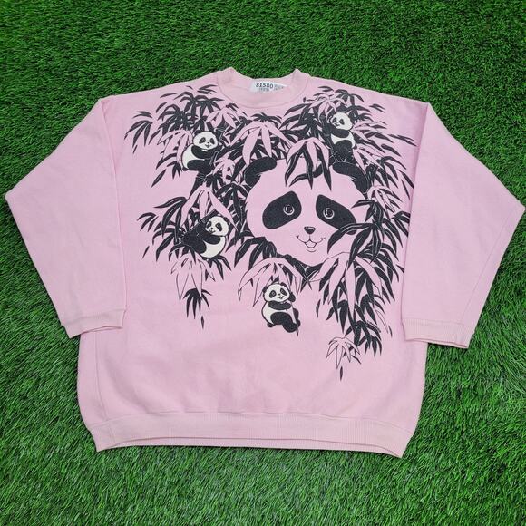 Vintage 1986 Panda Sweatshirt Womens Large 23x25 UNION Made - Picture 1 of 16